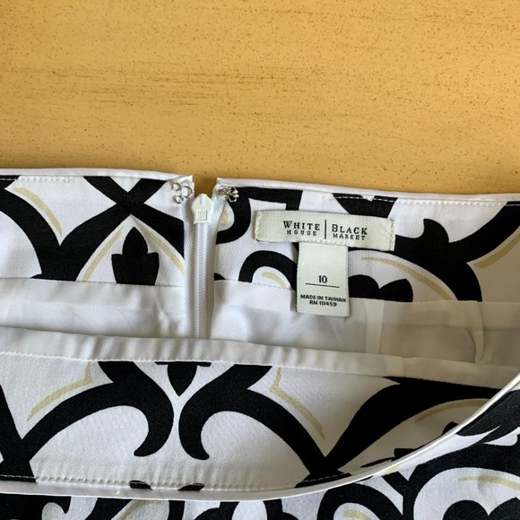 White House Black Market Size 10 Black & White Knee-Length Pencil Skirt - Picture 5 of 7